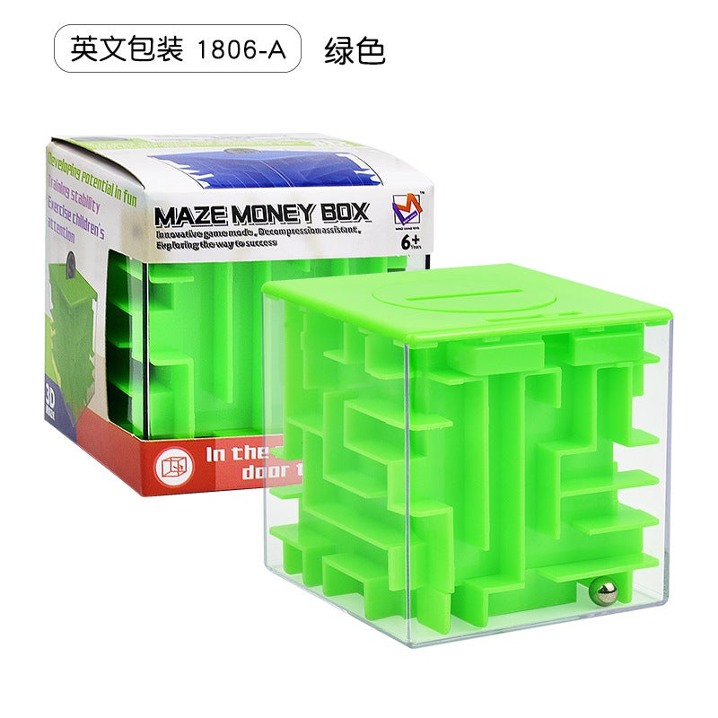 E-Commerce 7Cm Intelligence Maze Toy 6-Sided 3D Three-Dimensional Maze Piggy Bank Transparent Bead Puzzle Cube - Image 1
